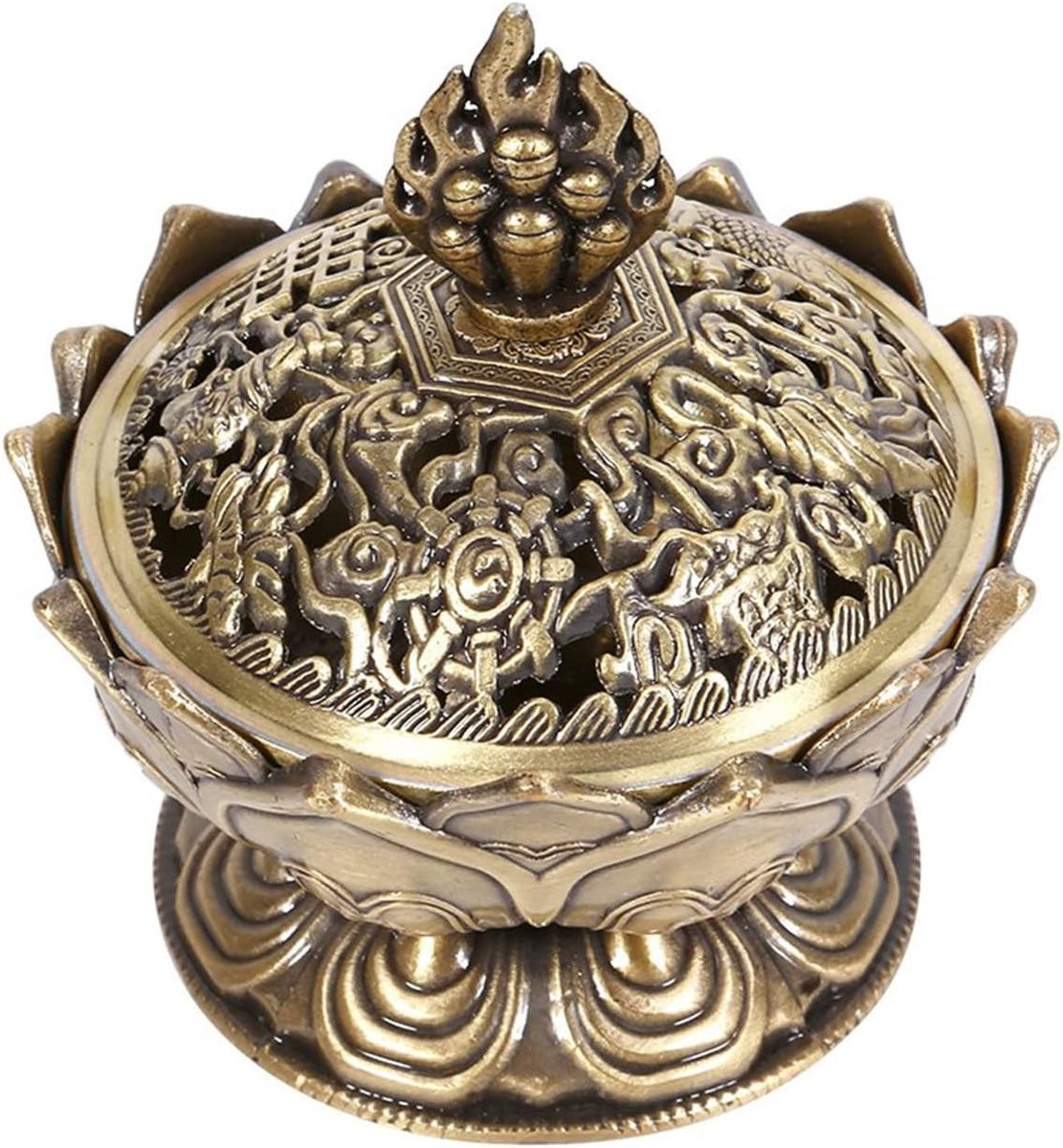 Vintage Backflow Wierookbrander in Lotusvorm van Zinklegering - Bronzen Kleur - 2.8 x 7 cm