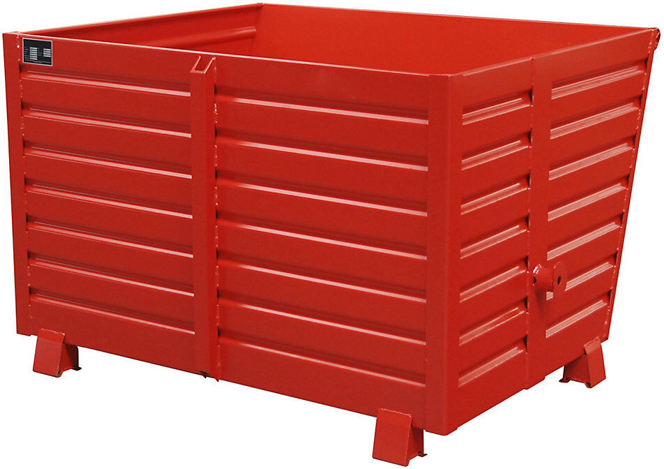 Kippbehälter, stapelbar, Volumen 1,5 m³, rot RAL 3000 eurokraft pro