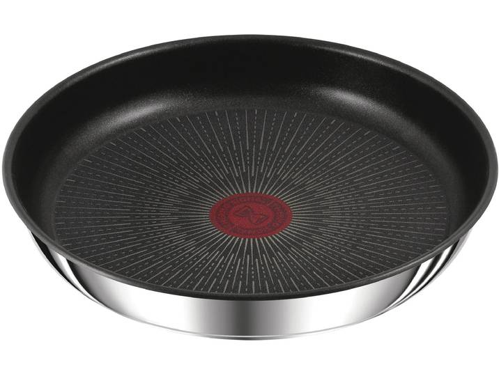 Bratpfanne TEFAL Ingenio Preference , schwarz (edelstahl), B:29,4cm H:5,1cm L:29,4cm Ø:28cm, Pfannen, Bratpfanne, stapelbar, Antihaftversiegelung, Thermo-Signal, 18/10-Edelstahl