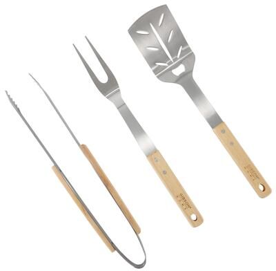 Gibson Home 3 Piece Barbecue Tool Set with Rubberwood Handles