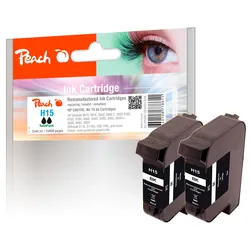 Peach Doppelpack Druckköpfe schwarz kompatibel zu HP No. 15*2, C6615D*2