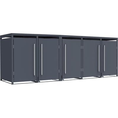 Mülltonnenbox WESTMANN "Pedura 5, 5x 240l, Anthrazit", grau (anthrazit), B:331cm H:116cm T:80cm, Metall, Stahl, Aufbewahrungsboxen, Mit Fußpedal zum Öffnen