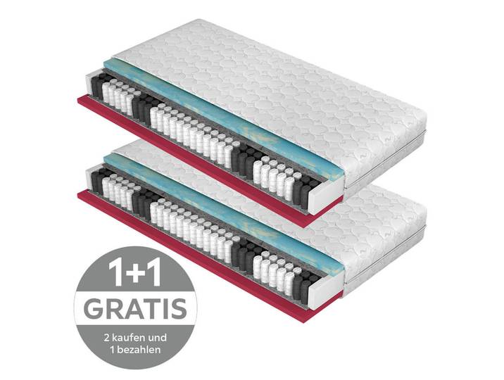 Taschenfederkernmatratze, Weiß, H2, 80x200 cm, Bezug abnehmbar/waschbar, wendbar, alternative Größen erhältlich, klimatisierte Belüftungskanäle, Schlafzimmer, Matratzen Shop, Matratzen, Taschenfederkernmatratzen