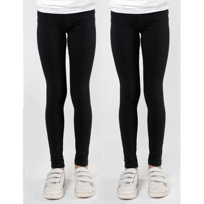 Leggings STACCATO, Mädchen, Gr. 116/122, Normalgrößen, schwarz, Obermaterial: 95% Baumwolle, 5% Elasthan., unifarben, Basic, körpernah, Hosen Leggings, Doppelpack