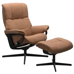 Stressless Sessel mit Hocker Mayfair Cross Leder Braun Batick Latte M (Medium)