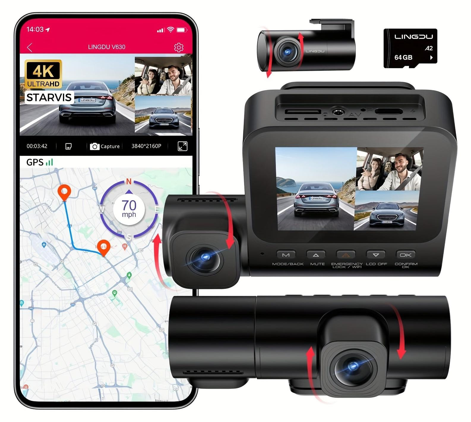 Selius Dubbele Dashcam met DVR Recorder en Achteruitrijcamera