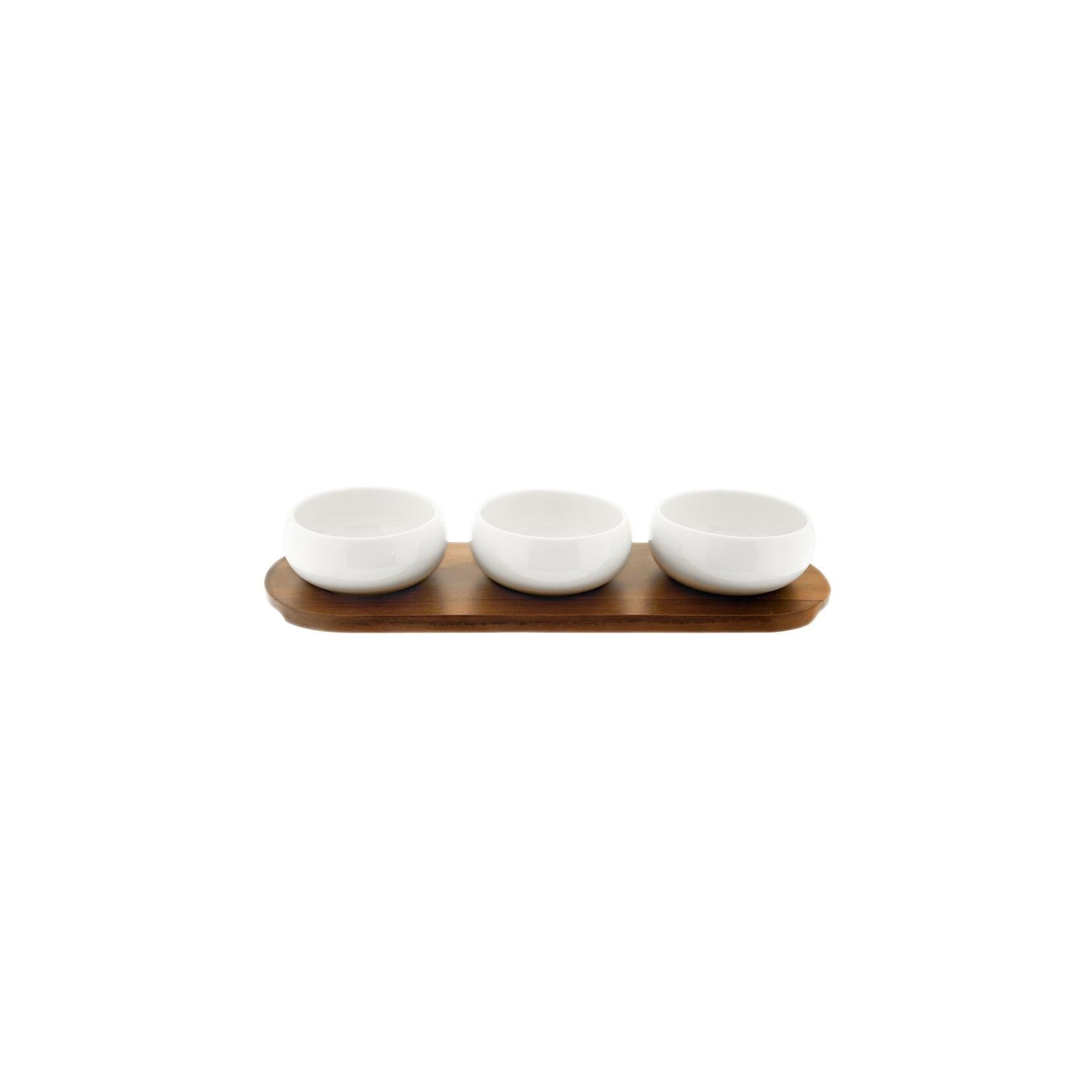 Belicia 4-teiliges Servierschalen-Set mit Holzbrett & Schalen, für Snacks & Dips