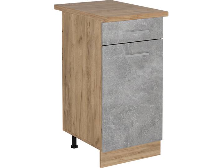 Küchenunterschrank Vicco R-Line Beton 40 cm , AP Eiche, Model 54081