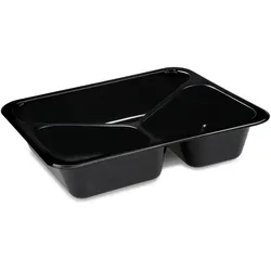 Menü-Schale (PP) Foodyboxx extra-stabil 3-geteilt schwarz 227 x 178 x 49 mm
