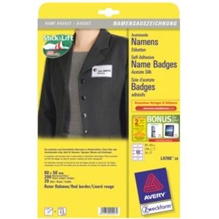 AVERY Zweckform Namens-Etiketten, 80 x 50 mm, Rahmen rot