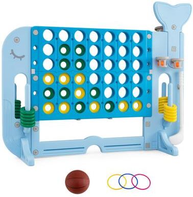 Costway Giant 4-to-Score Game Set Jumbo Connect Four Game with Ring-toss-Blue