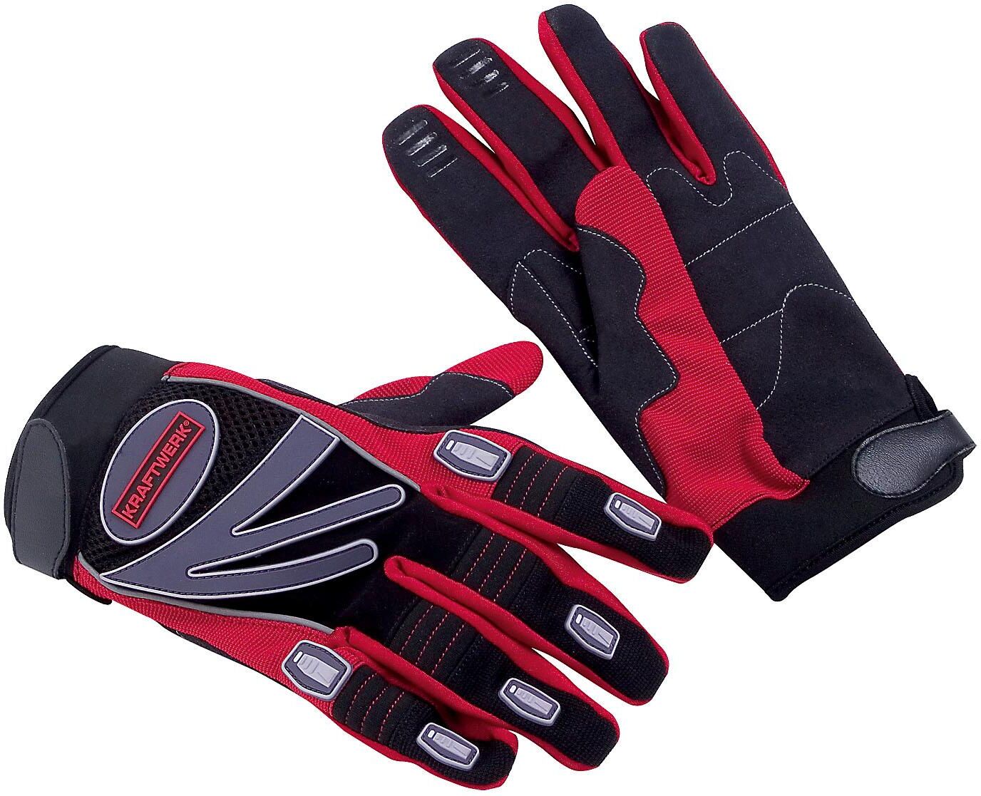 Gartenhandschuhe KRAFTWERK, schwarz (grau, rot, schwarz), Handschuhe, Gartenhandschuhe, Verstärkt an Handflächen, Knöcheln und Fingerkuppen grau, rot, schwarz Einheitsgröße