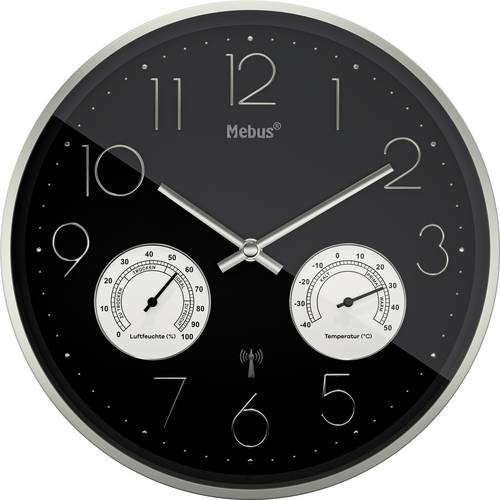 Mebus 12988 Funk Wanduhr 30cm x 30cm x 30cm x 4.5mm Silber