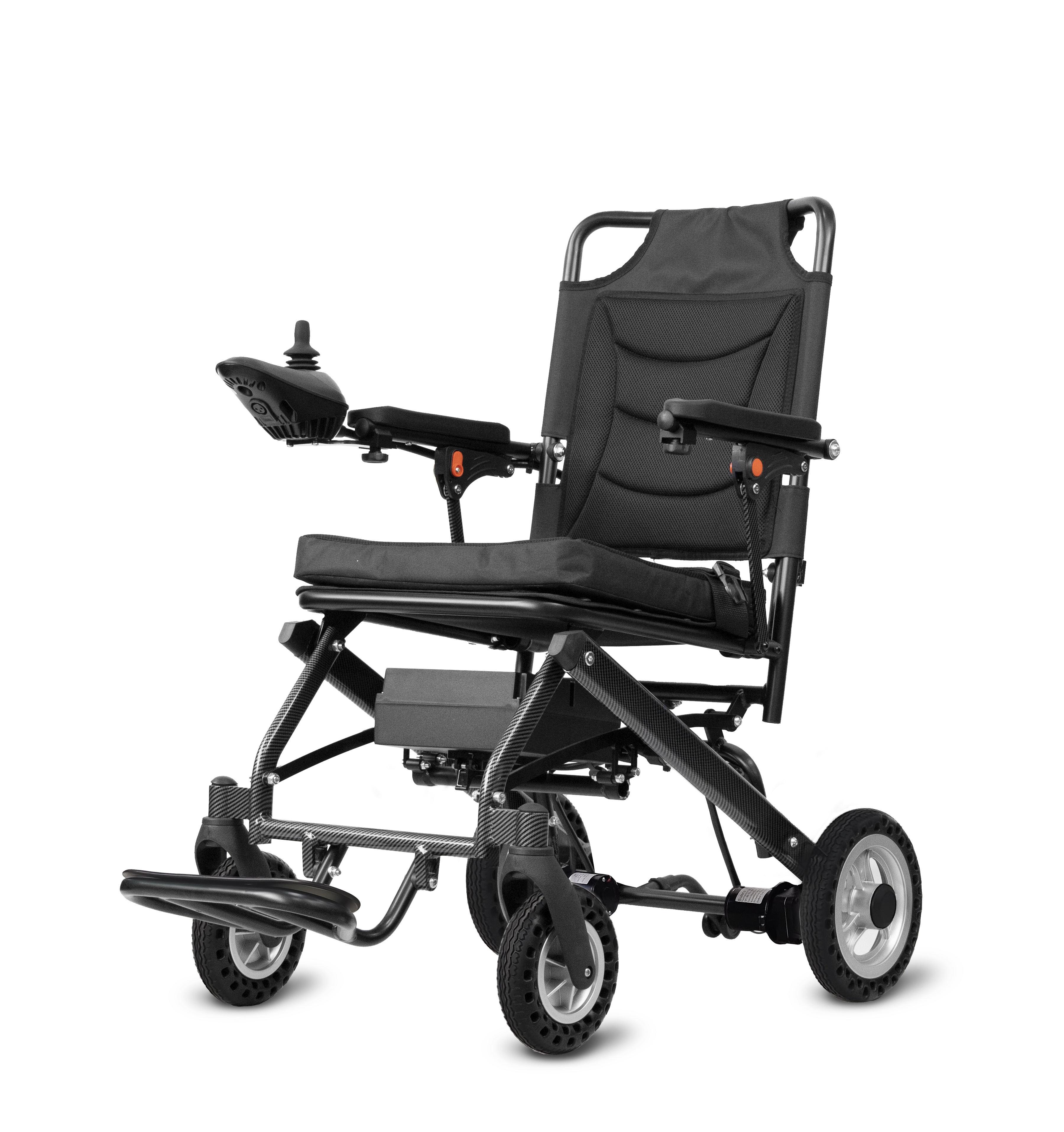 Elektrischer Faltrollstuhl SLS801 aus Aluminium | Ultraleicht | Bis 15 km Reichweite | Abnehmbarer Akku | Elektromagnetische Bremse | Tragkraft 120 kg