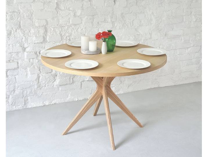 Table ronde plaquée Lynda Ø 110cm Marron/Frêne clair