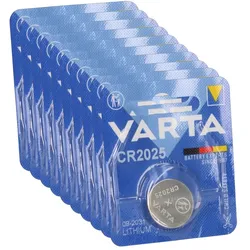 10x VARTA CR2025 Lithium-Knopfzelle 3V 1er Blister