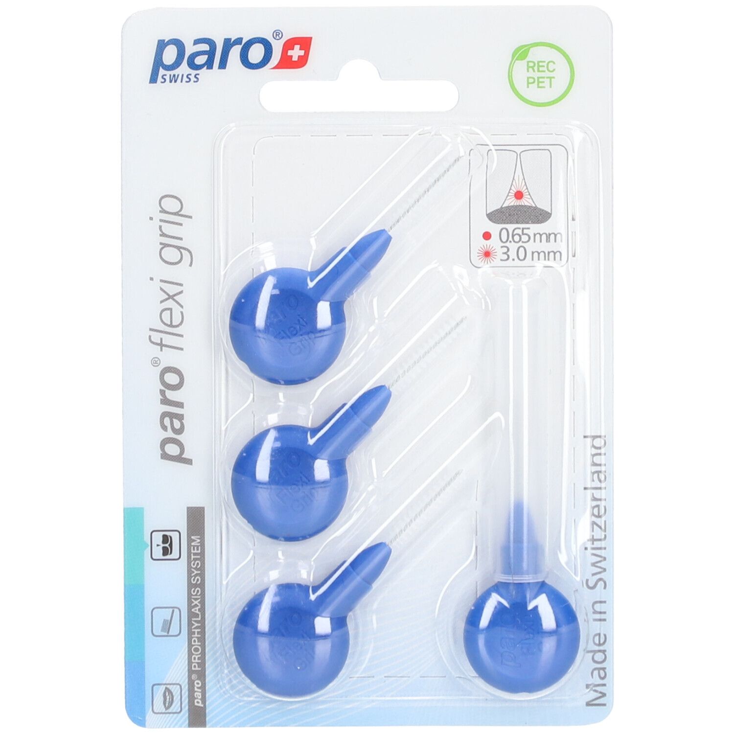 Paro Flexi Grip 3mm x-fine blau zylindrisch 4 Stk St Bürste