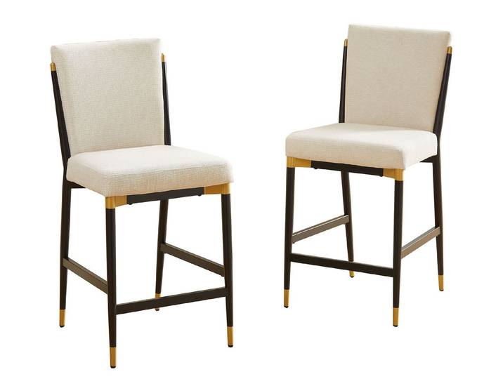 SeedWave Barhocker 2er Set Barstühle mit Gepolsterten Rückenlehne & Sitz, Fußstütze (2er Set), Küchenhocker aus Metallgestell, mit Bodenschoner