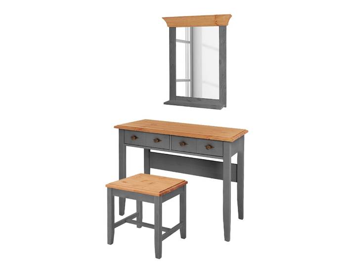 Coiffeuse massive - 3 éléments 102 x 167 x 53cm Gris/Epicéa gris/Epicéa lessivé