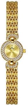 Inspired Deals Vintage Women's Bracelet Watch Rhinestone Quartz Dress Watch With Dainty Roman Dial gold