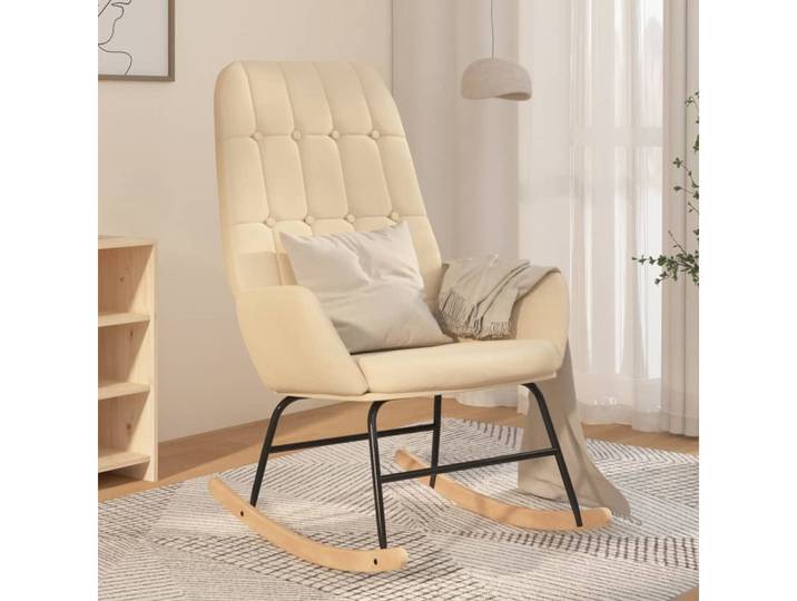 vidaXL Schaukelstuhl, Schaukelstuhl Creme Stoff