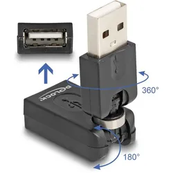 Delock Rotationsadapter USB 2.0-A Stecker zu Buchse