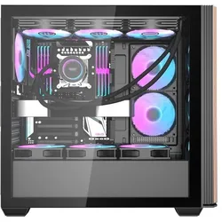 Darkflash Tech Darkflash DS900WS computer case (black) + 4 fans (ATX, ITX, Mini-ATX), PC Gehäuse, Schwarz