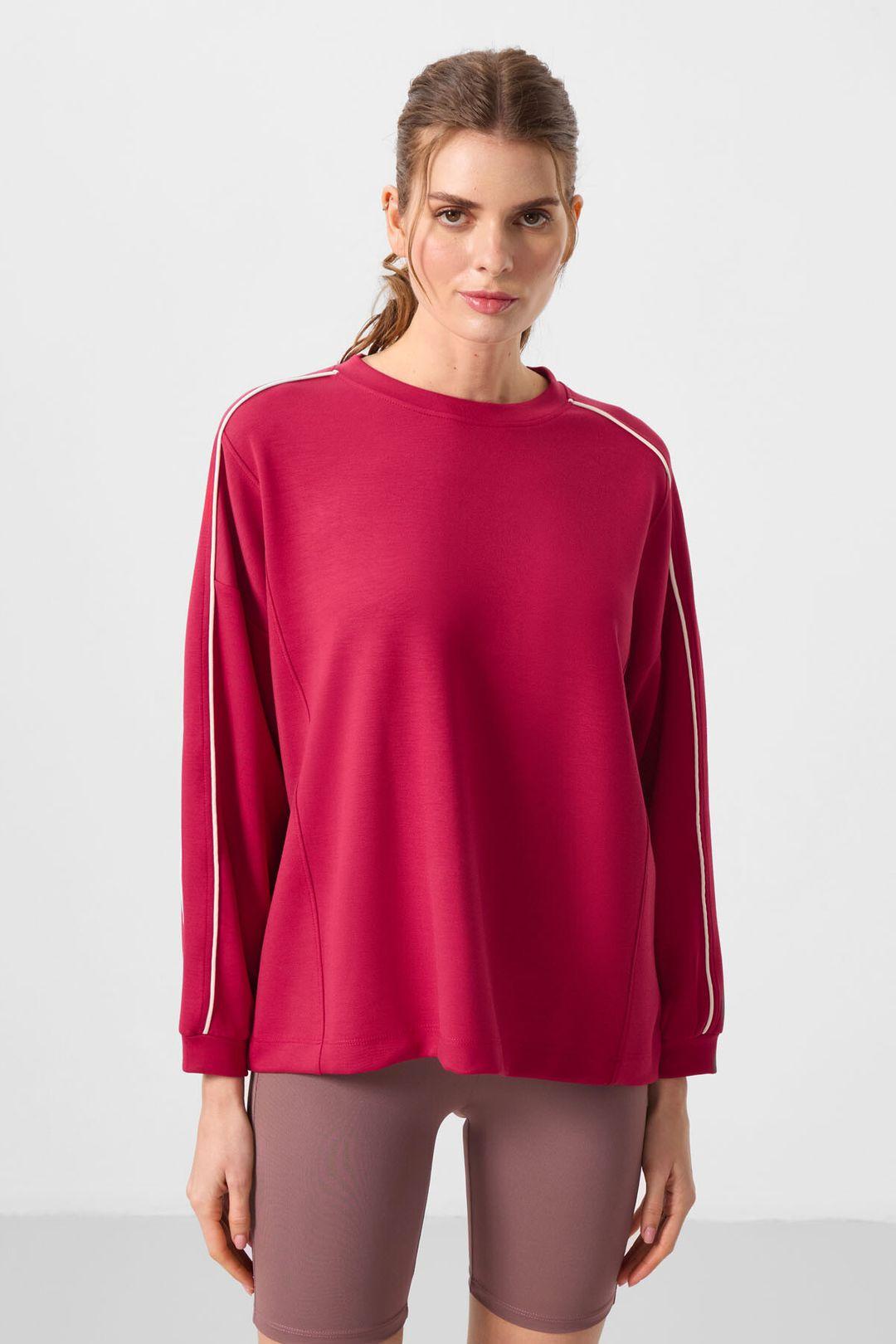 Übergroße lange gestreifte Tunika-Bluse