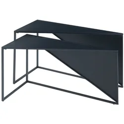 Helloshop26 - Set aus 2 ineinander schiebbaren Couchtischen in verschiedenen Größen schwarzes Metall