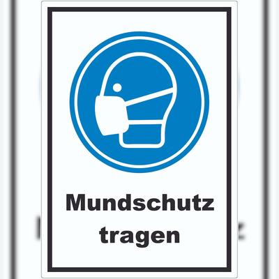 HB-Druck Mundschutz tragen Aufkleber A9 (37x52mm)