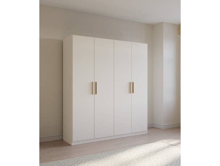 Kleiderschrank Drehtürenschrank Quadra-Spin , 4-türig , alpinweiß , Skandi Eiche , 181x210