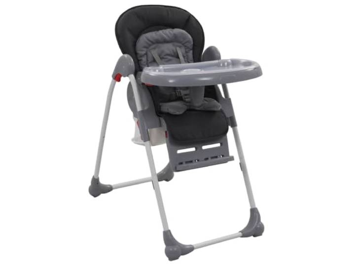 LPERTGFHU Kinderhochstuhl Grau, Klappbar & Höhenverstellbar Babystuhl Inklusive 5-Punkt-Gurt, Abnehmbares Tablett, Verstellbare Fußstütze