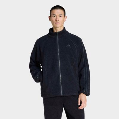 Trainingsjacke ADIDAS ORIGINALS "BORG FLEECE TEAMGEIST", Herren, Gr. M, schwarz, Obermaterial: 100% Polyester, Jacken Trainingsjacke, Fleecejacke für Erwachsene, lockere Passform, mit Stehkragen