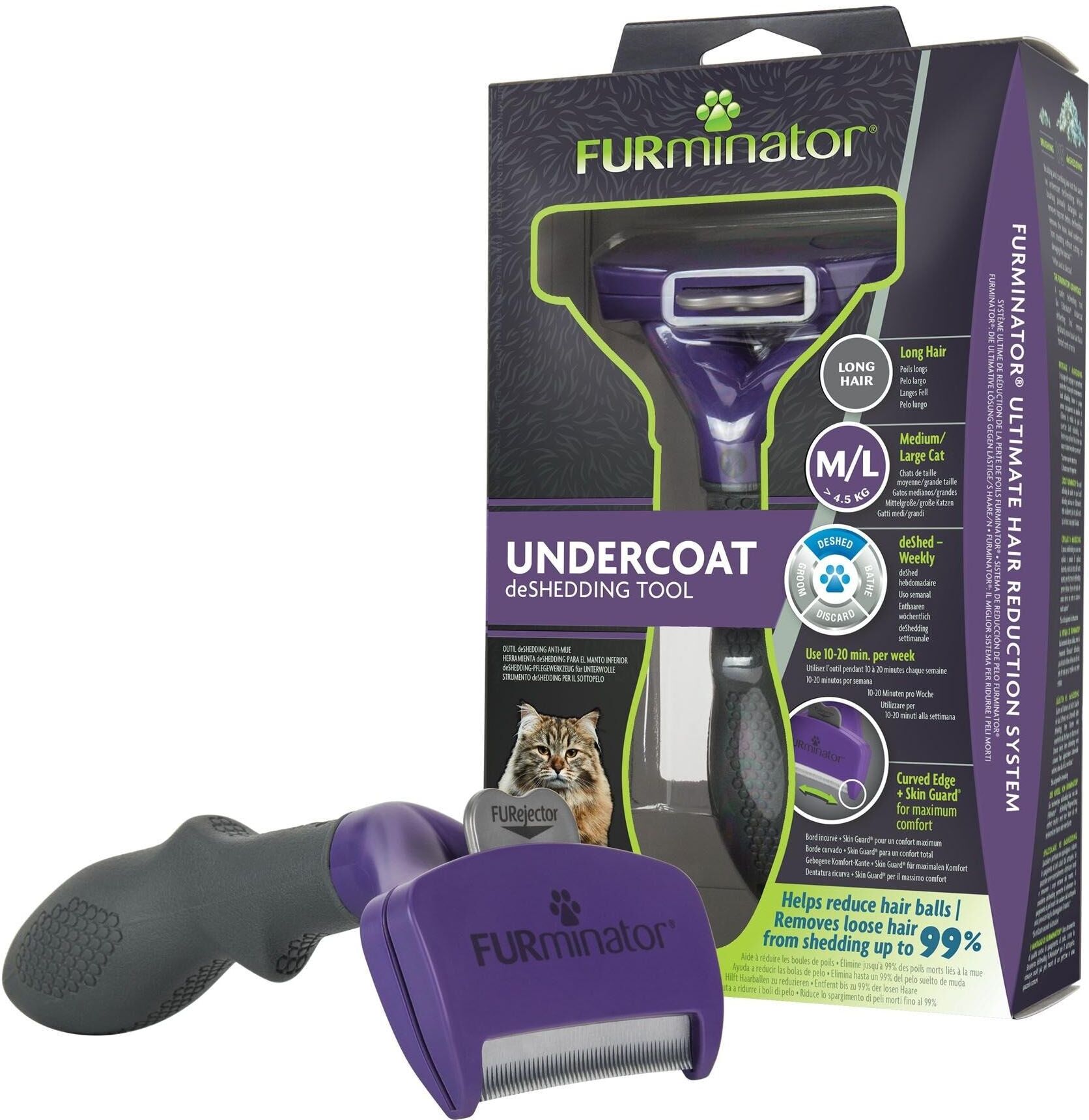 Fellkamm FURMINATOR "Katze deShedding L Langhaar 6,7 cm", lila (bunt), B:6,7cm, Fellkämme, Fellkamm bunt Einheitsgröße