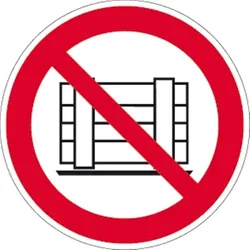 Aufkleber Abstellen oder Lagern verboten ISO 7010, Folie, Ø 100 mm