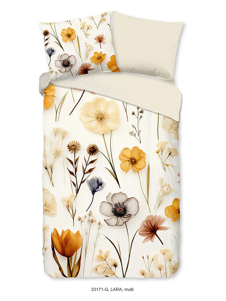 Good Morning Bettwäsche-Set in Creme/ Orange - 200x220 cm