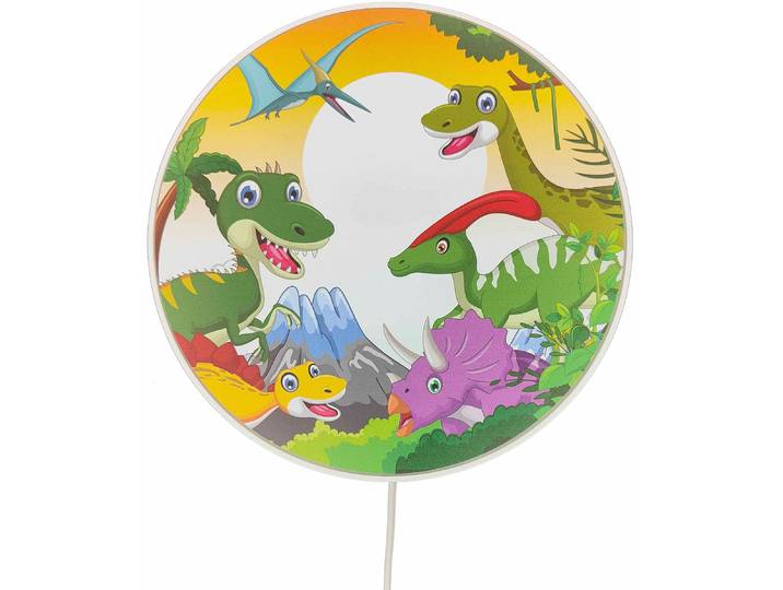 NIERMANN Wandleuchte Dinos, Kinderlampe, Kinderzimmer , bunt (multi color), 1, Ø 25cm, 1 Stk., Leuchten, bruchsicheres Gehäuse, Wandleuchte