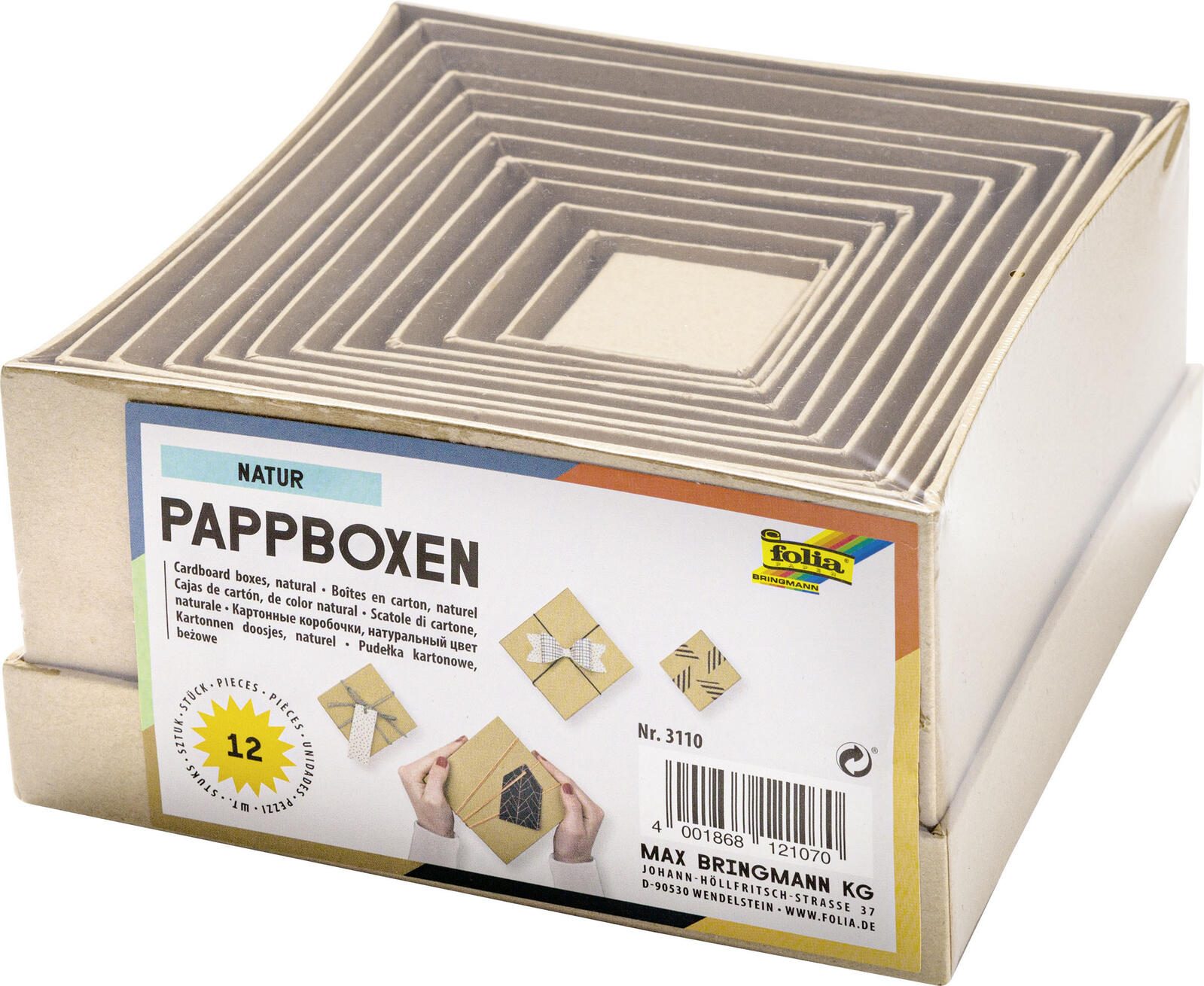 folia Geschenkboxen-Set 14,5 x 14,0 x 7,4 cm braun 3110