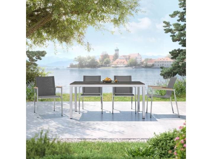 OUTLIV. Rimini Gartenmöbel-Set M (4 Plätze) Tisch 160x90cm Schwarz Dunkelgrau Hellgrau