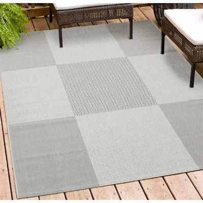 Teppich ANDIAMO "ARIZONA1" Gr. 4, silber (silberfarben), B:160cm H:5mm L:230cm, Kunstfaser, Teppiche, Teppich, Flachgewebe, kariertes Muster, In- und Outdoor geeignet, wetterfest