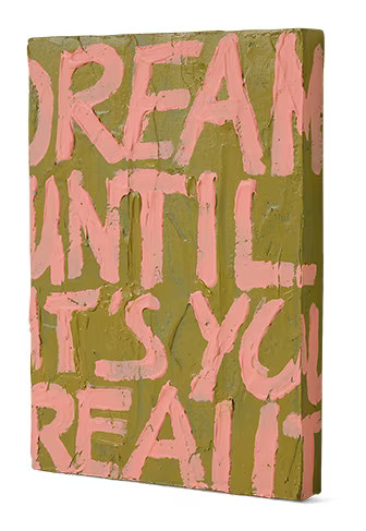 HKliving Wandobject Manifest Groen en Roze, 30 x 21 cm