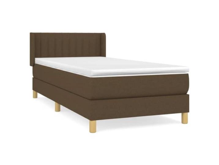 PUGYNBK Boxspringbett, 100 x 200 cm, mit Taschenfederkernmatratze Verstellbares Kopfteil, atmungsaktiver Stoff, mittlere Härte, Dunkelbraun