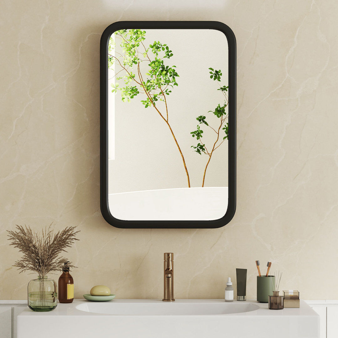 17 Stories 500mm W 760mm H Wall Mounted Required Medicine Cabinet Mirror Black 760mm H