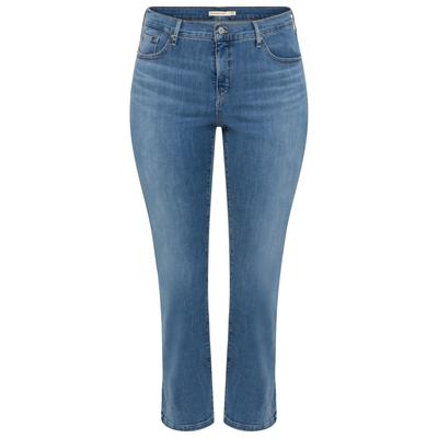 Straight-Jeans LEVI'S PLUS "314 Shaping Straight", Damen, Gr. 18 (50), Länge 30, smudged line, Denim/Jeans, Obermaterial: 80% Baumwolle, 14% Polyester, 6% Elasthan, lang, Jeans Straight-Jeans, in Baumwoll-Stretch