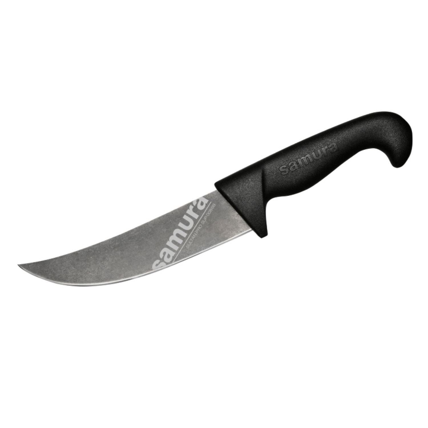 Samura Sultan Pro 6.3 inch chefmes met stonewash afwerking en zwart handvat