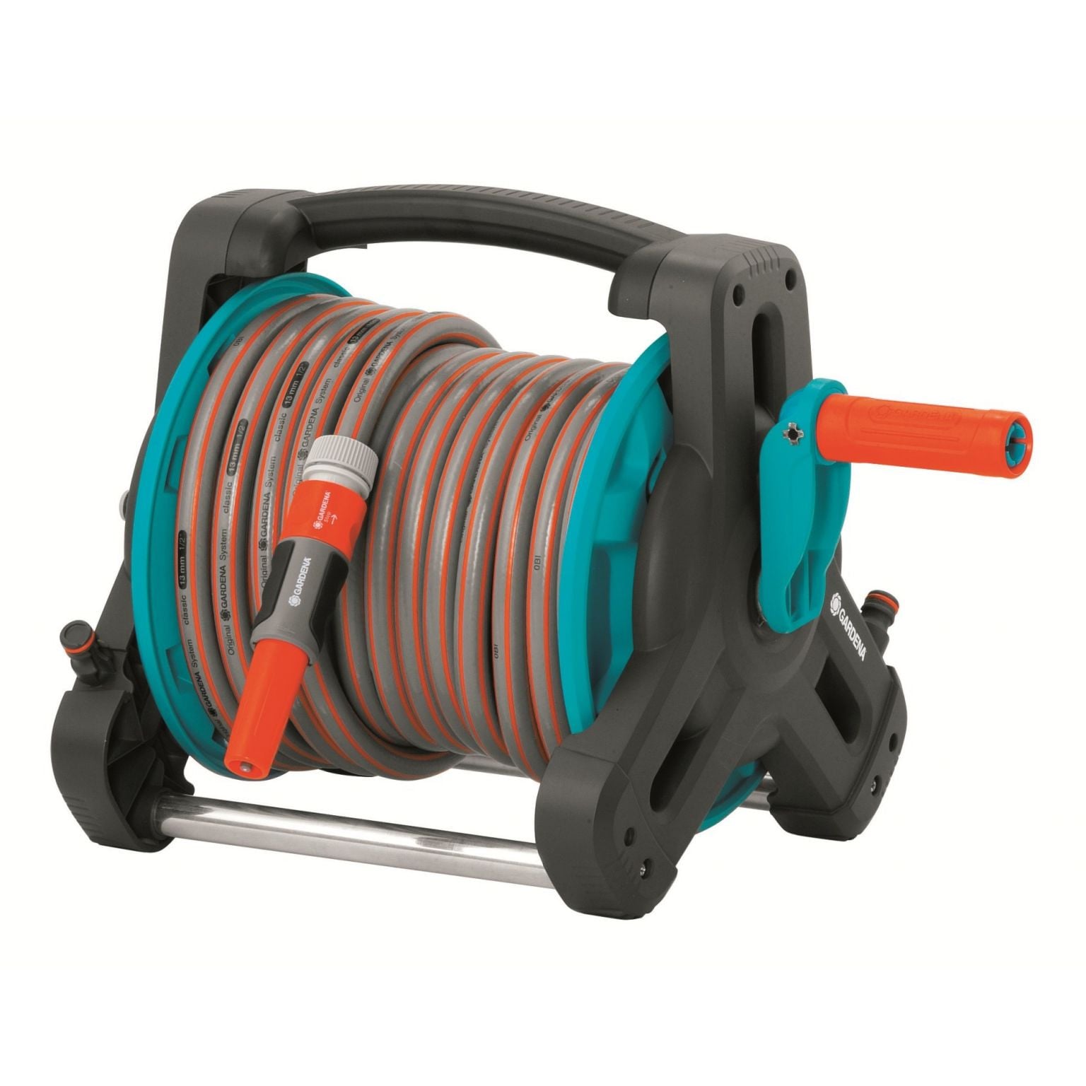Gardena Classic slanghouder 10 met slang, connectoren en sproeier, zwart/multicolor