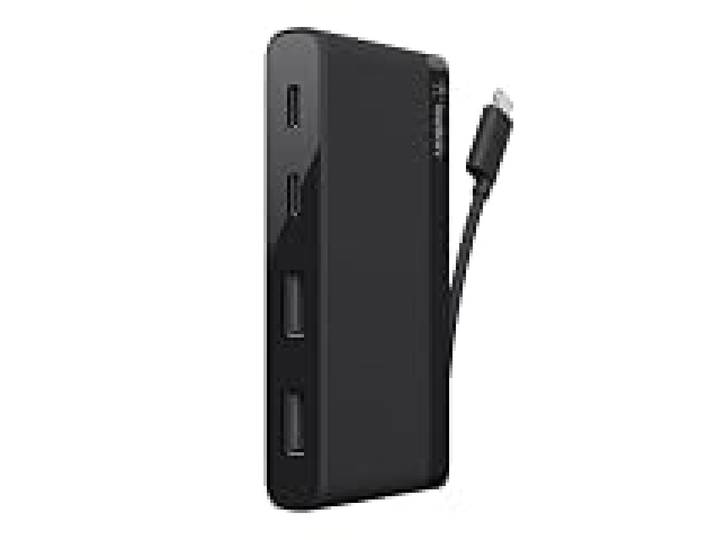 Belkin - Mini hub 4 ports (2 x USB-C et 2 x USB-A) avec Câble USB-C Intégré - Hub USB-C pour MacBook Pro, Chromebook Pixel et autres Ordinateurs Portables USB-C