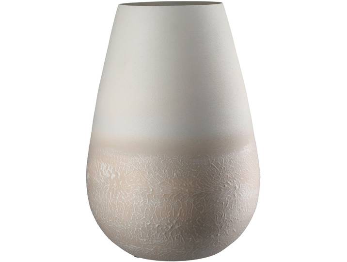 Tischvase GILDE Vase rund Echo beige , beige, B:23cm H:33cm T:23cm, Metall, Vasen, Tischvase