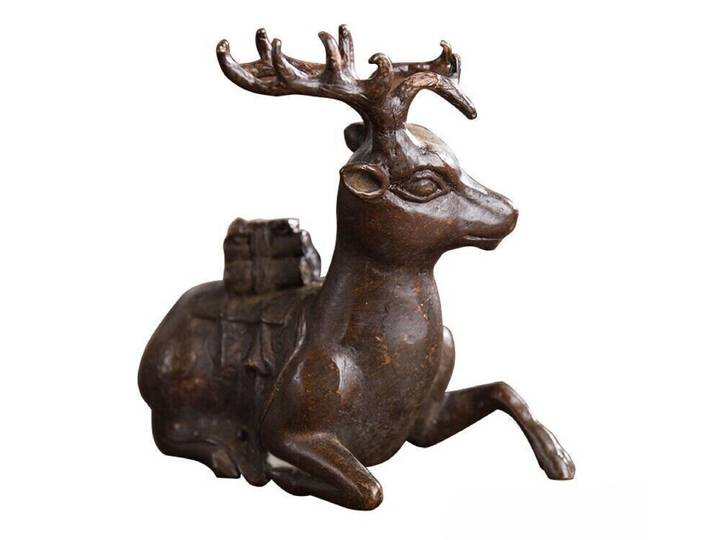 Statue de cerf d'élan en laiton, brosse, stylo, repos, poids en papier, décor Feng Shui
