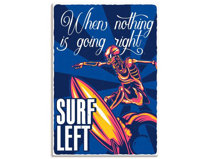 Wandbild ARTLAND Surfen , blau (farbe bild(er): farbig), B:50cm H:70cm, Bilder, Wandbild, als Alubild, Leinwandbild, Poster, Wandaufkleber in verschied. Grössen